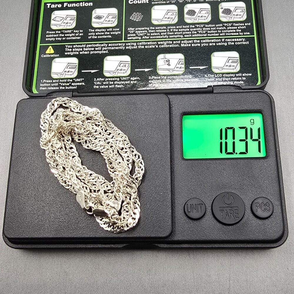 VTG Sterling Silver Twisted Link Chain Necklace 24" Diamond Cut Signed BB Italy - Picture 8 of 9